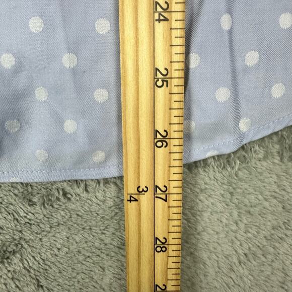 Chicos Size 1/ US 8/10 Womens Blue Non Iron Cotton Ruffle Dot Button Up Shirt - Picture 5 of 7